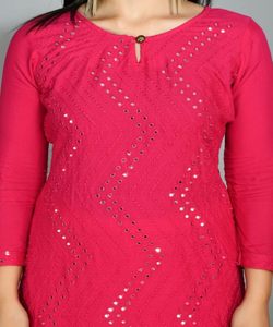 ชุดปาร์ตี้แฟชั่นชุดเทศกาลชุดเรยอนชุดประสานด้วยการพิมพ์ลายดอกไม้อย่างเล่น ๆ และสําเนียงนัวเนียสวมใส่บาราซี่ย์ Kurti - Product Image 6