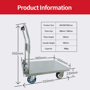 NK-202 Roestvrijstalen Elektrische <span class=keywords><strong>Trolley</strong></span> Opvouwbaar Ontwerp 300Kg Laadvermogen Kruiwagen Voor Fabrieksmagazijn Lading - Product Image 2