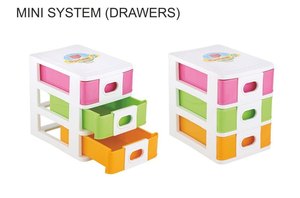 Commodes de rangement en plastique rectangulaires modernes à 3 tiroirs, orange, rose, vert, pour un usage domestique, montage gratuit sans roulettes - Product Image 3