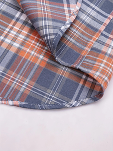 เสื้อแขนยาวผ้าฝ้ายลายตารางหมากรุกคลาสสิกของผู้ชายทนทานสวมใส่สบายสบายสบายกระเป๋าหน้าอกสำหรับทำงานทุกวันฤดูหนาวสีฟ้า - Product Image 5