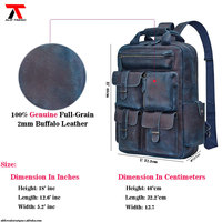 Mochila de Viaje Unisex de Cuero Genuino con Paneles y Logotipo Personalizado, Hecha a Mano, de Gran Capacidad, para Portátil, Estilo Vintage