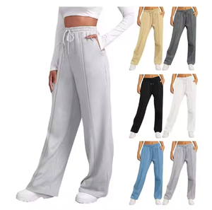 Pantalones de chándal atléticos de alta calidad para mujer, forro polar de algodón ligero, cintura media, logotipo de secado rápido, lavado, transpirable para invierno - Product Image 3