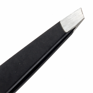 Pinzas Profesionales de Acero Inoxidable de Primera Calidad para Cejas, Punta Inclinada, Agarre Ergonómico Negro, Antiestáticas, Duraderas, Precisión para Eliminar Vello - Product Image 3