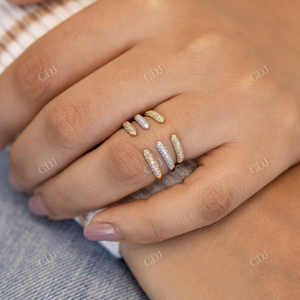 Lab Grown Diamond 14K Yellow Gold Microset Open Shank <b>Thin</b> Stackable Matching Wedding Bands <b>Ring</b> Best Birthday Gift for Parties - Product Image 5