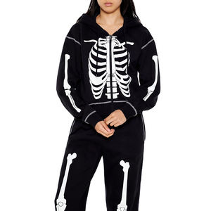 Nardon Apparel Sweat-shirt décontracté à manches longues imprimé pour femmes, hiver, capuche, fermeture éclair avec badge décoratif sur le devant - Product Image 1