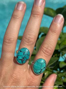 Anillos de Plata de Ley con Turquesa Natural de Alta Calidad, Anillos de Moda con Piedras Preciosas de Latón al por Mayor, Joyería Impermeable - Product Image 2