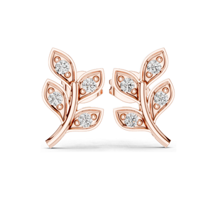 Boucles d'oreilles en forme de feuille avec diamant CVD 0,28 ct VVS-VS EF, or 18 carats, 14 carats, 10 carats et argent 925, options moissanite, or rose, or jaune, or blanc - Product Image 5