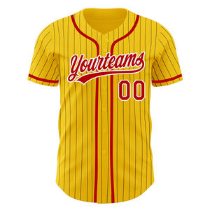 Vente en gros d'uniformes de baseball pour adultes uniformes de baseball respirants de couleur jaune avec tissu personnalisé et nom d'équipe - Product Image 2