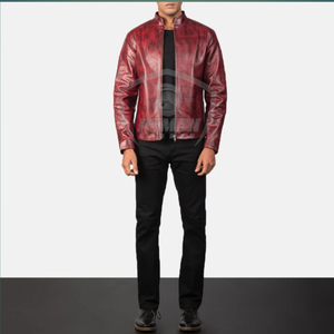 Veste en cuir de vache véritable originale de haute qualité, streetwear pour hommes, broderie classique, mode, usage extérieur, col montant, hiver - Product Image 4