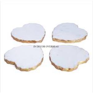 Newly Arrival High Standard Quality White Marble Made Attractive Look Set Of 4 <b>Table</b> Centerpiece Coasters <b>Table</b> Decor Supplies - Product Image 3