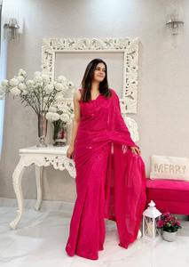 Calidad de exportación India Hermosa ropa ocasional Alta demanda Premium Georgette Saree Blusa con Secuencia Trabajo Mujer Moda - Product Image 4