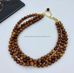 Elegante collar de cuentas de madera y resina de alta calidad para mujer, joyería clásica moderna DIY para fiestas, estilos de amor y artesanía - Product Image 4