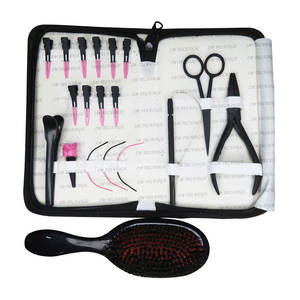 Pince à fer personnalisable de haute qualité pinces à brosse à poils ciseaux Salon utiliser des outils d'extension de cheveux entièrement personnalisés étui en cuir - Product Image 2