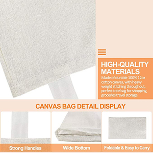 Sac fourre-tout en toile de coton écologique conçu sur mesure Sac à provisions promotionnel recyclé ouvert avec logo imprimé personnalisé - Product Image 3