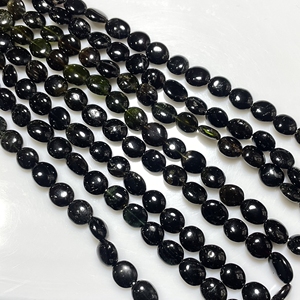 Perles ovales unies en tourmaline noire Pierre précieuse en tourmaline verte lisse pour la fabrication de bijoux Perles en pierre naturelle - Product Image 4
