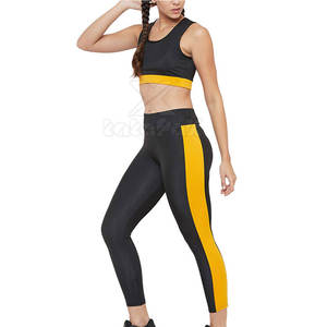 Cheap Price Private Label Women Yoga Set Solid Pattern High Waist <b>Elastic</b> <b>Waistband</b> Custom Front Factory Direct Sale Low MOQ - Product Image 3