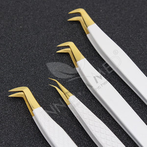 Pinzas de extensión de pestañas de volumen de acero inoxidable Premium Herramienta de pestañas de precisión de logotipo personalizado para extensiones y ventiladores de volumen - Product Image 3