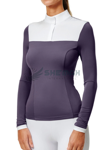 เสื้อขี่ม้าสำหรับผู้หญิง, เสื้อเชิ๊ตแขนยาวระบายอากาศได้ดีสวมใส่สบายสำหรับการแข่งขันขี่ม้าแบบตะวันตกและอังกฤษ - Product Image 6