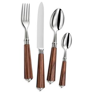 Couverts à manche en bois idéal pour la vaisselle élégante à manger utilisation de cadeaux ensemble fini enduit de couleur argent de 4 tailles personnalisées disponibles - Product Image 4