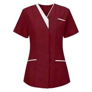 2025 Unisex con cuello en V Doctor Enfermería Uniforme Verano Blusa de manga corta con bolsillo Uso hospitalario - Product Image 1