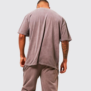 Logotipo personalizado ácido lavado Camiseta 100% algodón peso pesado hombres camiseta en blanco de gran tamaño gota hombro Vintage ácido lavado camisetas - Product Image 2