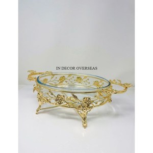 Couvercle supérieur et base de concepteur de fleurs en métal plaqué or de haute qualité pour casserole en acrylique de qualité supérieure - Product Image 3