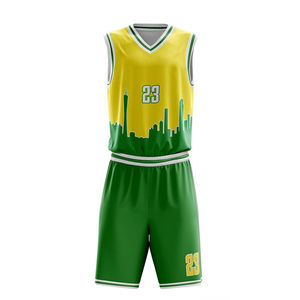 Ensemble d'uniformes de basket-ball personnalisables de qualité supérieure pour hommes avec design réversible et uniforme de basket-ball imprimé par sublimation - Product Image 2