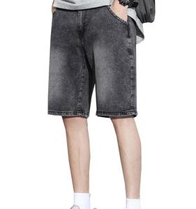 High Quality Embroidery Patchwork <b>Jorts</b> <b>Baggy</b> Distressed Washed Denim Rhinestone Jeans Shorts Men - Product Image 1