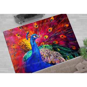 Alfombra de Lana con Diseño de Patchwork Colorido - Alfombra de Entrada Tradicional de Lujo, Ecológica, con Respaldo de Látex, Alfombra Suave - Product Image 1