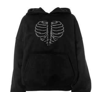 Sweat à capuche pour femme en toile 100% coton imprimée avec strass, personnalisé 2025, avec fermeture éclair intégrale et fermeture éclair - Product Image 6