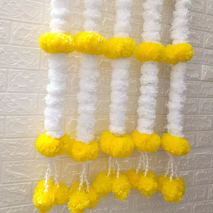 Marigold Flower Garlands White and Yellow Haldi <b>Set</b> Wedding Mandap Decor Teej DecorTent Indian Lilly Garlands Decor - Product Image 1