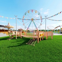 Équipements d'amusement municipaux en bois, installations de parc d'attractions, sentiers en corde multi-niveaux, passerelles d'équilibre, pont en corde