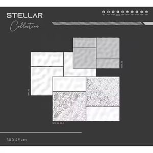 Diseño Simple 12x18 Azulejo de pared de cerámica para baño 8mm de espesor Digital 30x45cm Gris Blanco Brillante Azulejo de salpicaduras de mosaico esmaltado - Product Image 3