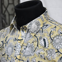 Chemises pour hommes élégantes à rayures en tissu popeline 100% coton, imprimées à la main en Inde, à triple boutonnage, respirantes et écologiques