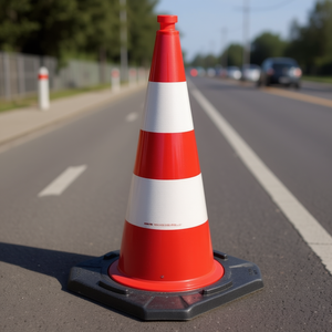 กรวยจราจร BAST Tested TL H.750 มม. พร้อมแถบสะท้อนแสง 2 เส้น G.5 รับน้ำหนัก 80 กก. ขนาด 45x45 ซม. พร้อมสติกเกอร์สะท้อนแสงและไฟส่องสว่างสำหรับโปรโมชั่น - Product Image 3