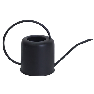 Arrosoir rond en métal noir pour jardin, design moderne |   Pot à eau durable et écologique pour plantes d'intérieur et d'extérieur, utilisation en jardin - Product Image 2