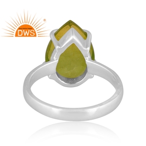 Última tendencia fina plata esterlina doblete peridoto cuarzo piedra preciosa forma de pera anillo apilable fabricante de joyería personalizada - Product Image 4
