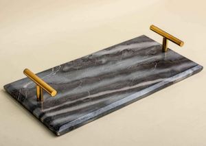 Plateau de service en marbre-Design de plateau de cuisine décoratif peint à la main couleur naturelle durable forme de taille personnalisable artisanat artisanal - Product Image 6
