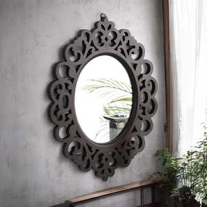 Wall <b>Mirror</b> Wooden <b>Walnut</b> Color 18"x14" Pack of One Victorian Style Elegantly Hand Crafted Floral Carving <b>Mirror</b> for Home and - Product Image 1