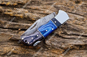 Industrial Grade OEM Custom Made Damascus Steel Drop Point Blade Slide Open Tactical Survival Utility <b>Knife</b> Wood Handle - Product Image 4