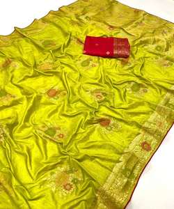 Saree en velours de mariage avec dentelle et motif de séquence - Product Image 3