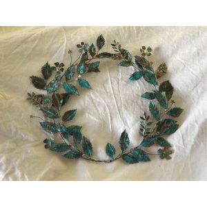 Antique Verdigris <b>Metal</b> Wall <b>Wreath</b> 15" Decorative Copper Patina Leaf Wall Art for Farmhouse Home Decor & Christmas Door Display - Product Image 1