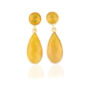 Boucles d'oreilles pendantes en quartz jaune taille briolette au design personnalisé en vente en gros - Product Image 1