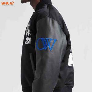 Blouson de baseball OEM de haute qualité personnalisé pour hommes Veste en cuir universitaire col montant patch brodé pour l'hiver - Product Image 6