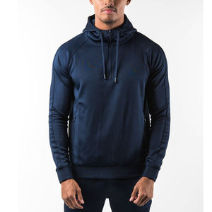 Sudadera con capucha de media cremallera de invierno sostenible de alta calidad para hombre Diseño transpirable Impresión de logotipo personalizado Tallas grandes OEM Liso teñido - Product Image 2