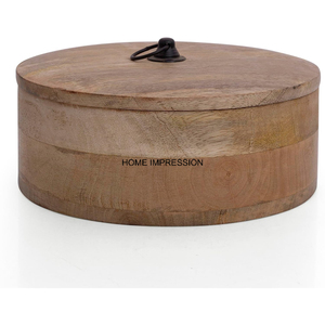 Vaisselle ronde de cuisine au design tendance Boîte à casseroles Roti Boîte à chapati Roti avec couvercle en métal et pince - Product Image 2