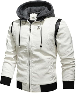 Chaqueta de cuero informal con cinturón para motocicleta, abrigo de motorista con cremallera para hombre, OEM diseño personalizado, cuello levantado de alta calidad para invierno - Product Image 6