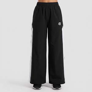 Endurance Black Canvas <b>Trousers</b>-Breathable Oversized Wide Leg Pants <b>Elastic</b> <b>Waist</b> Wrinkled Casual Style for Summer Season XL - Product Image 2