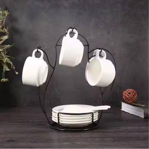 Tasse à café en forme de bouilloire en fil métallique vintage support d'arbre à double niveau pour garde-manger de comptoir utilisation pour verres à café tasses épices - Product Image 2