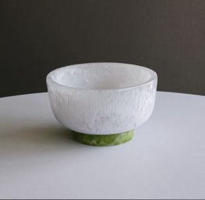 ถ้วยเสิร์ฟเรซินเต็มรูปแบบทำด้วยมือสีขาวสีเขียวตกแต่งสำหรับงานปาร์ตี้ไอศกรีมขัดเงาผลไม้หวาน - Product Image 1